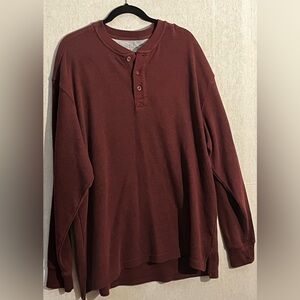 RedHead Thermal LongSleeve Men's XLG Henley Burgundy Wine Heather Shirt